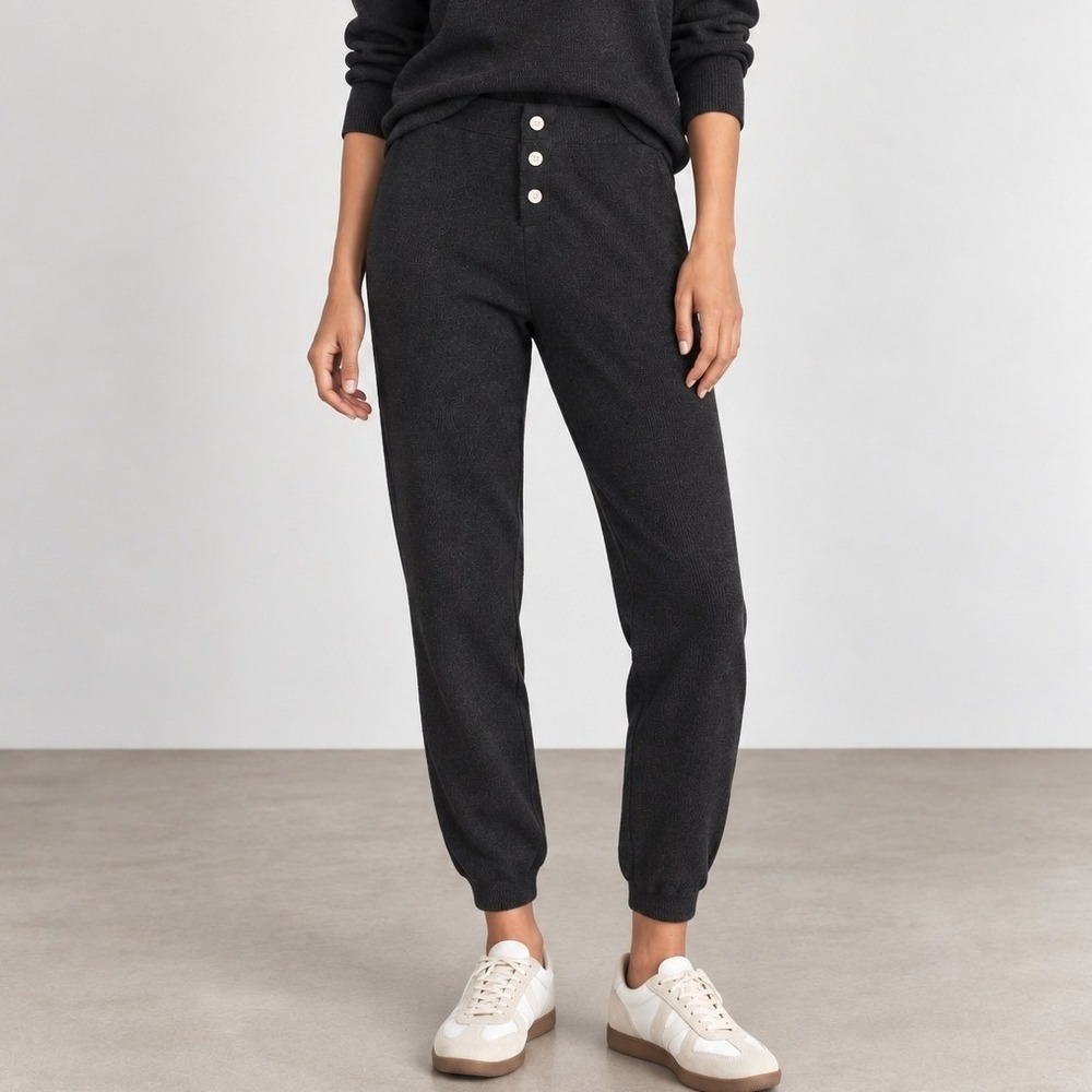 Rails Molly Waffle Lounge Pants Women's Small Charcoal Cozy Knit Tapered Fit